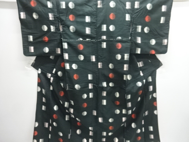 JAPANESE KIMONO / ANTIQUE OMESHI / TAISHO ROMAN STYLE / MEISEN / SILK / WOVEN DOTS